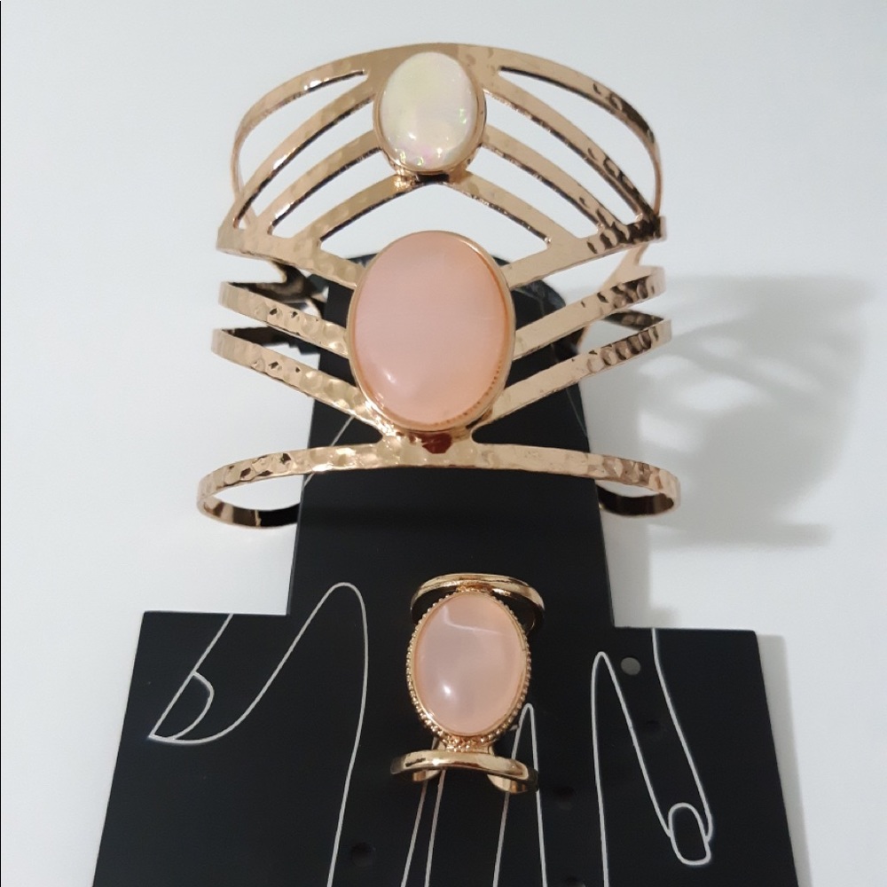Gold bracelet and ring set